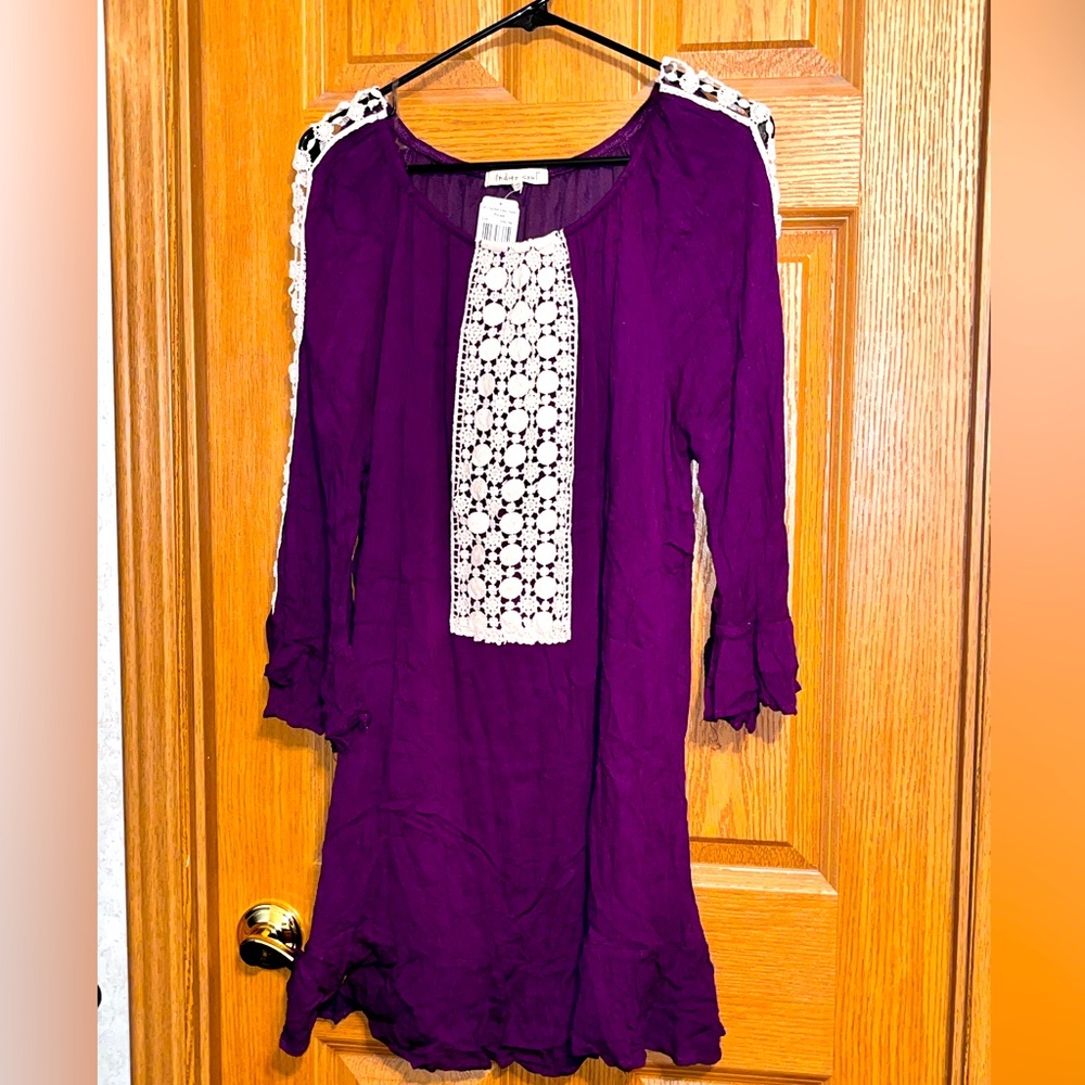 Purple Crochet Yoke Tunic